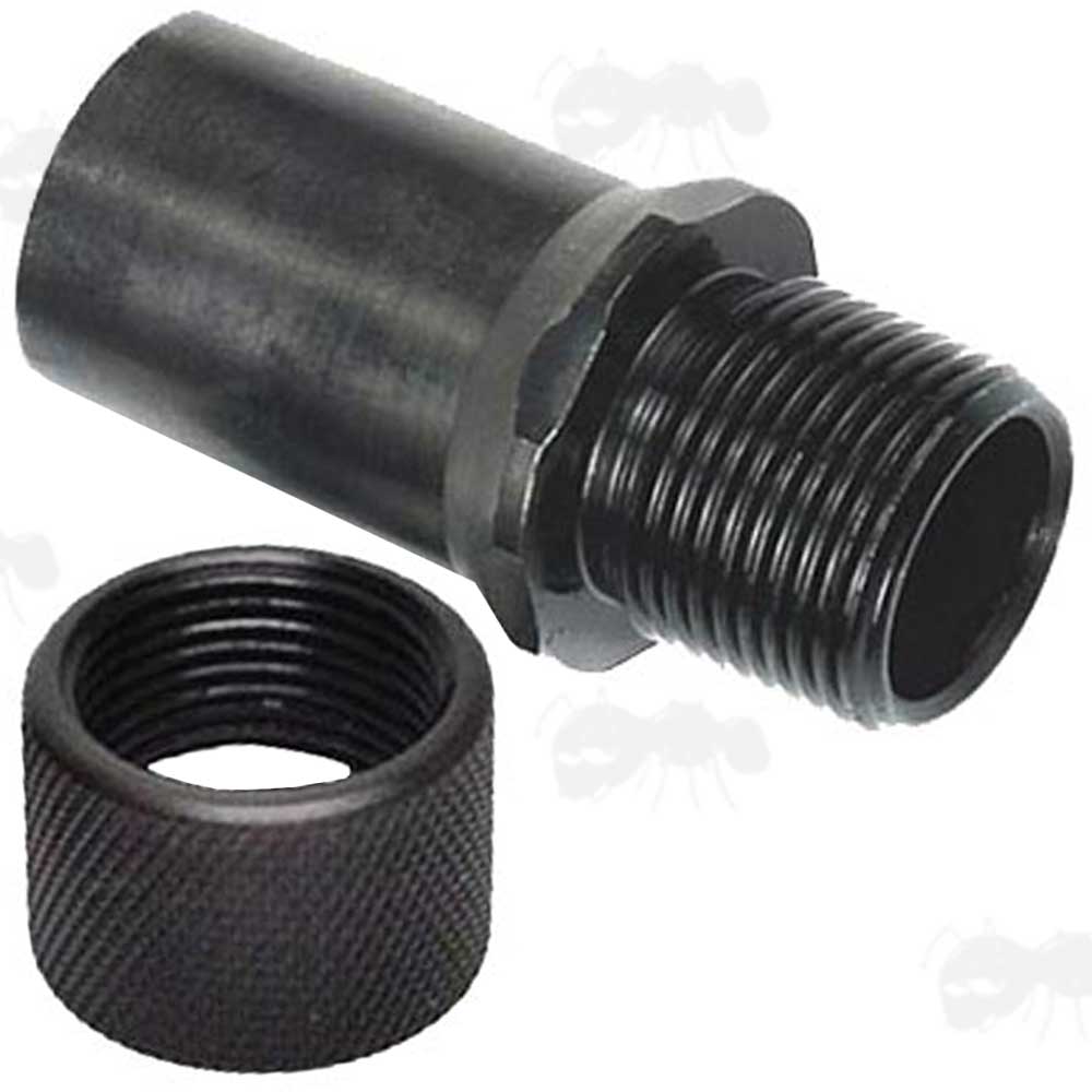 M9 x .75 to 1/2-28 American Thread Silencer Adapter with Thread Guard Fitted