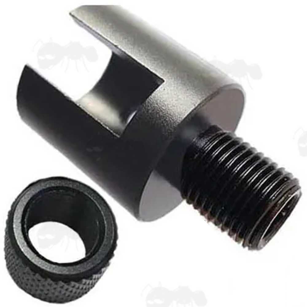 thumbnail image 2 of Black Muzzle Thread Adapter: Convert 1/2x28 To 5/8x24 TPI - 6061 T6 Aluminum 2 of 4