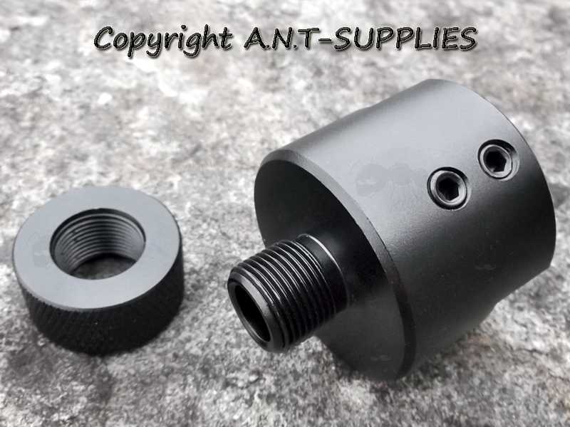 Plain Bull Barrel Slip-On Rifle Silencer Adaptor 1-2x28 UNEF with Thread Guard Removed
