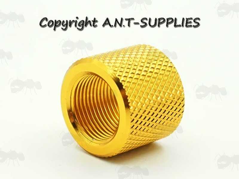 Aluminium Thread Protectors for 1/2x20 UNF Air Rifle Barrel Silencer Threads, In Gold Anodised Finish