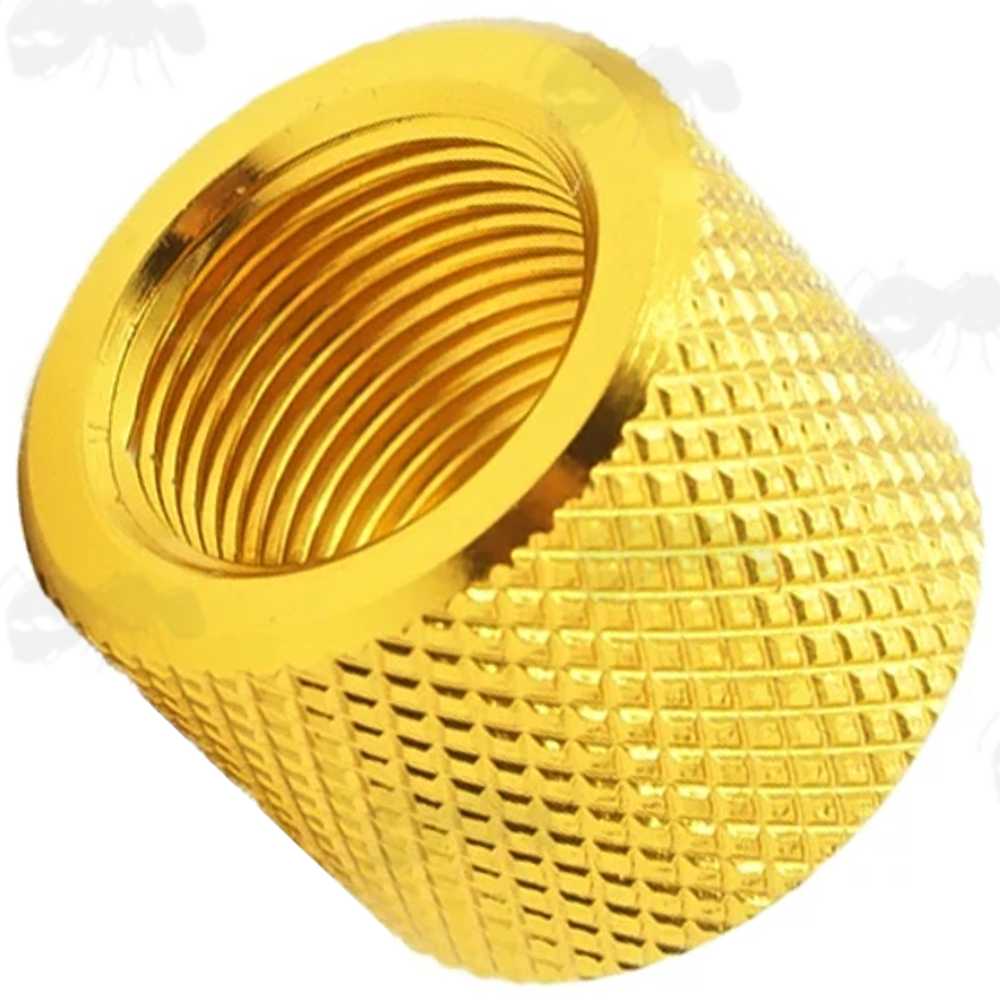 Aluminium Thread Protectors for 1/2x28 UNEF Rifle Barrel Silencer Threads, In Gold Anodised Finish