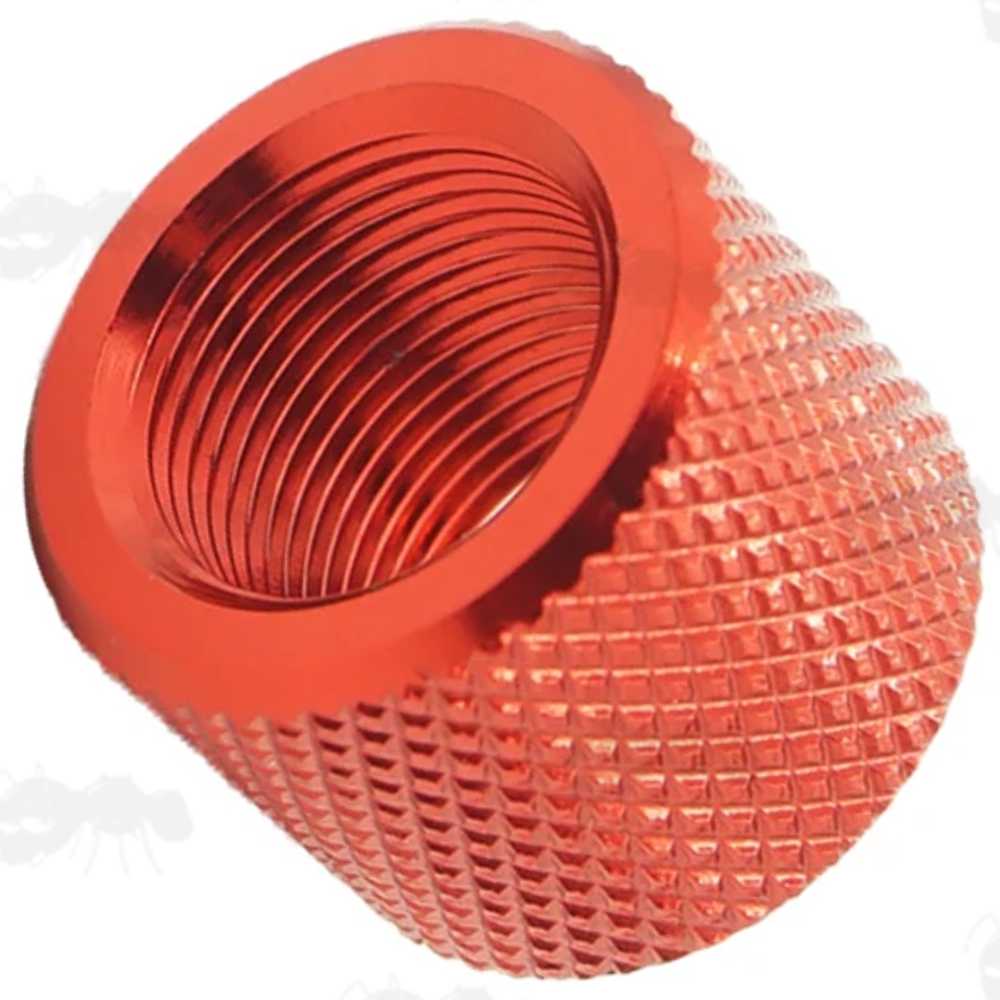 Aluminium Thread Protectors for 1/2x28 UNEF Rifle Barrel Silencer Threads, In Red Anodised Finish