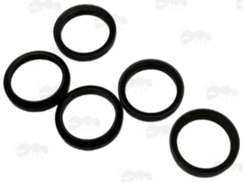 Five .308 Black Finished Steel AR Rifle Crush Washers