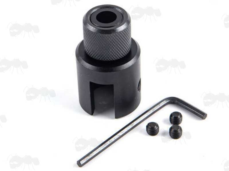 Slip-On Adapter for Ruger 10/22 Rifles to Accept 1/2x28 American Thread Silencers, with Thread Guard Fitted