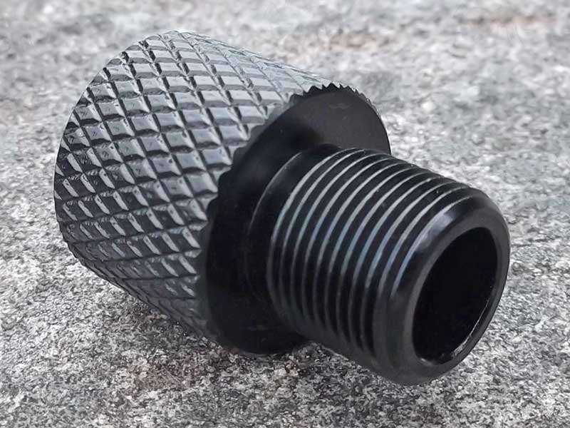 Black Anodised Aluminium 1/2x28 TPI - 1/2x20 TPI Threaded Muzzle Adapter