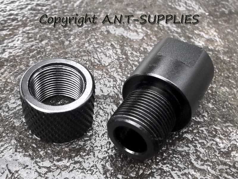 M14x1mm Right-Hand Thread to 5/8x24 Rifle Silencer Adapter with Thread Guard Removed
