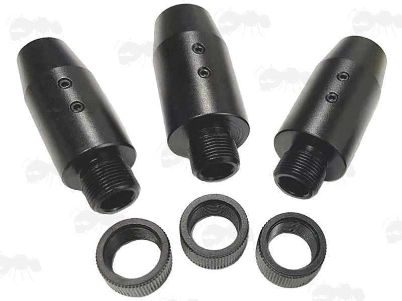 Assortment of Sizes of Slip-On Rifle Silencer Adaptors with Thread Guards