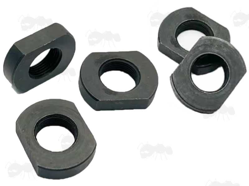Five Black Finished Steel Threaded Jam Nuts for .223
