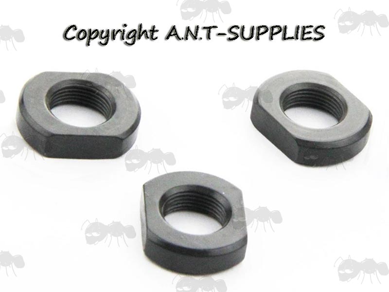 Three Black Finished Steel Threaded Rifle Muzzle Jam Nuts for .308