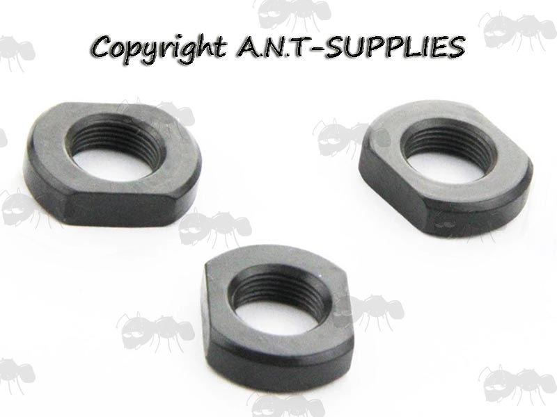 Three Black Finished Steel Threaded Rifle Muzzle Jam Nuts