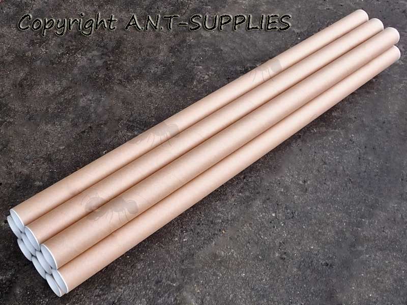 1.5mm Thick Brown Cardboard 50mm Diameter by 1193mm Long Postal Tube with White Plastic End Cap