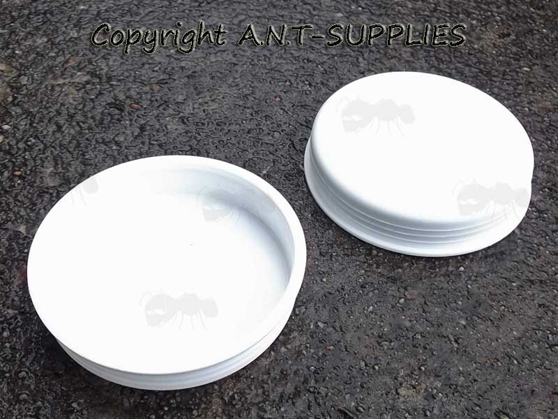 Pair of White Plastic 50mm End Caps for Cardboard Postal Tubes