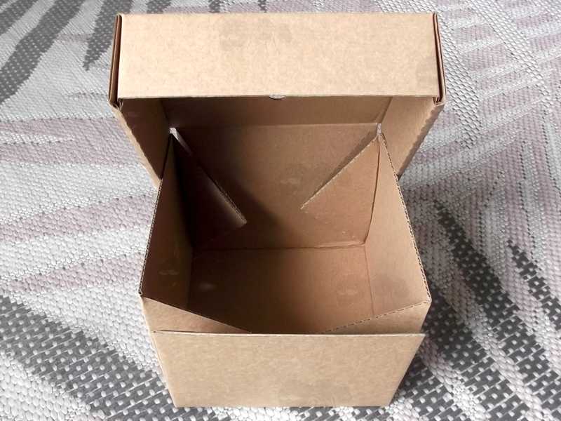 Assembled Brown Cardboard Premium Burger Box with Integral Lid