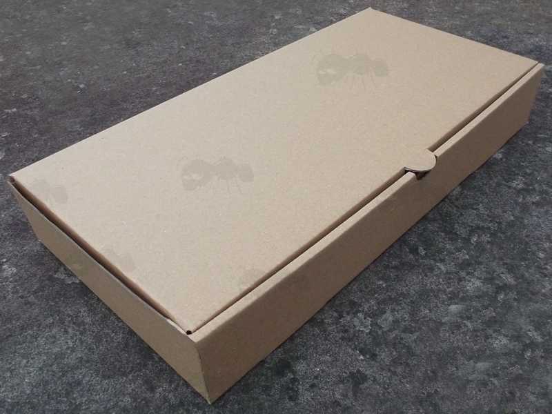 Assembled Brown Cardboard Fish and Chips Box with Integral Lid