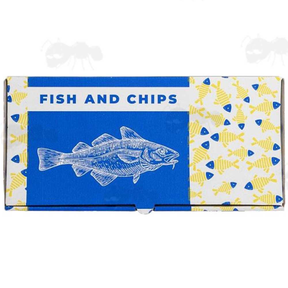 Large Assembled Full Colour Printed Cardboard Fish and Chips Box with Integral Lid