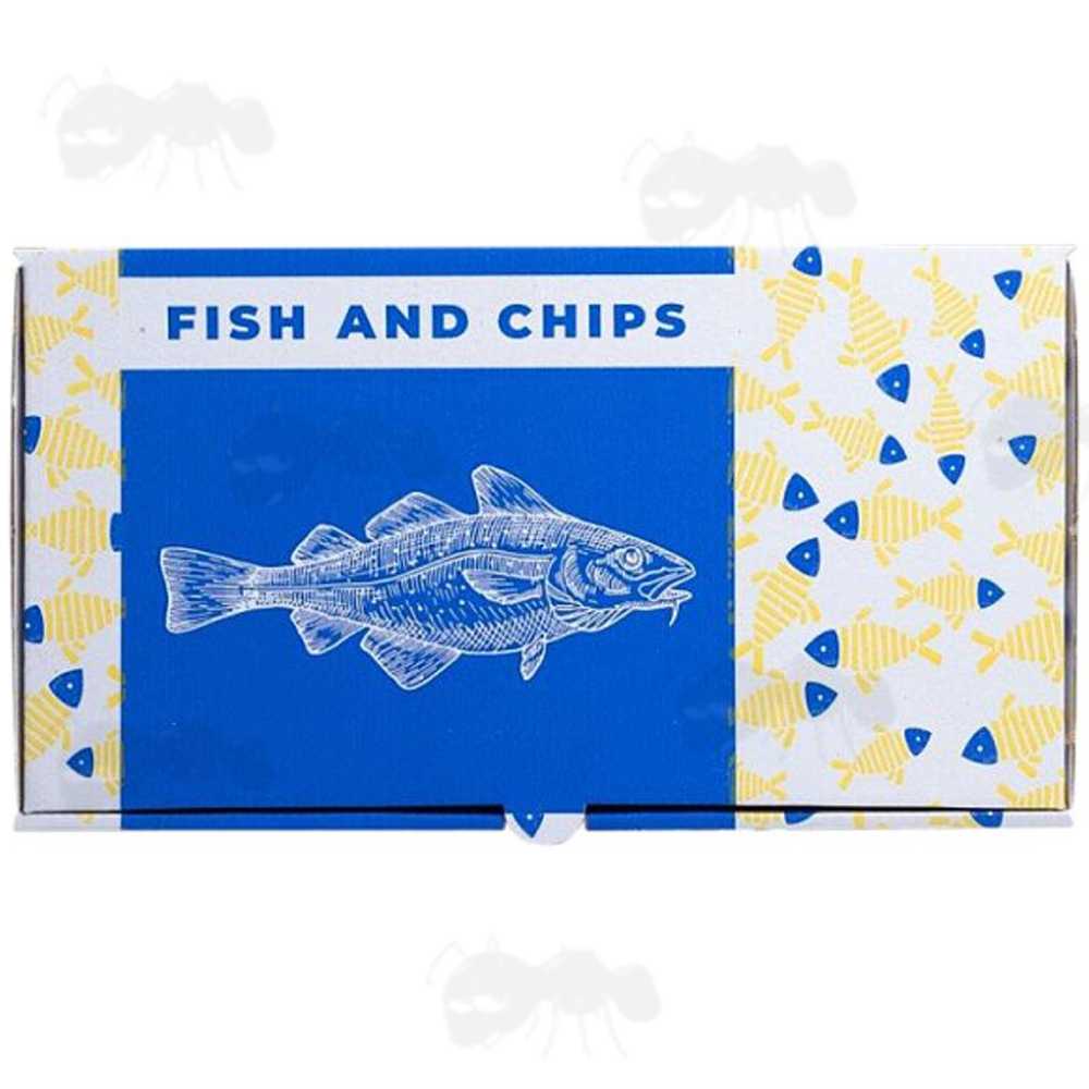 Medium Assembled Full Colour Printed Cardboard Fish and Chips Box with Integral Lid