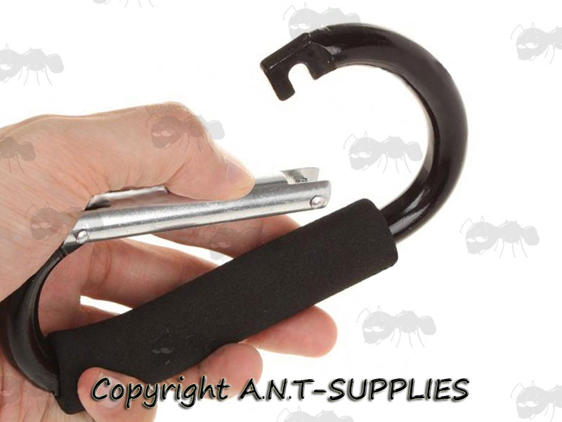 Large Black Carabiner Carrying Handle with Foam Padding