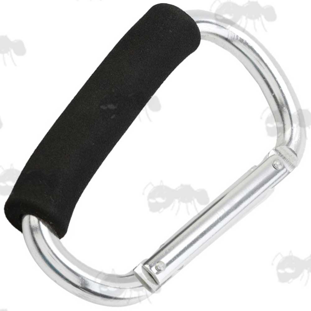 Large Silver Carabiner Carrying Handle with Foam Padding