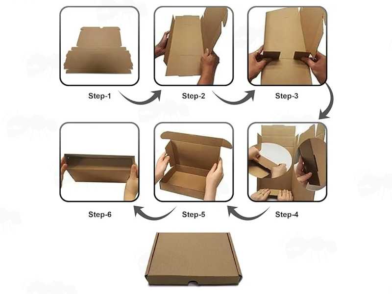 Die-Cut Brown Cardboard Royal Mail Large Letter Sized Postage Box Assembly Guide
