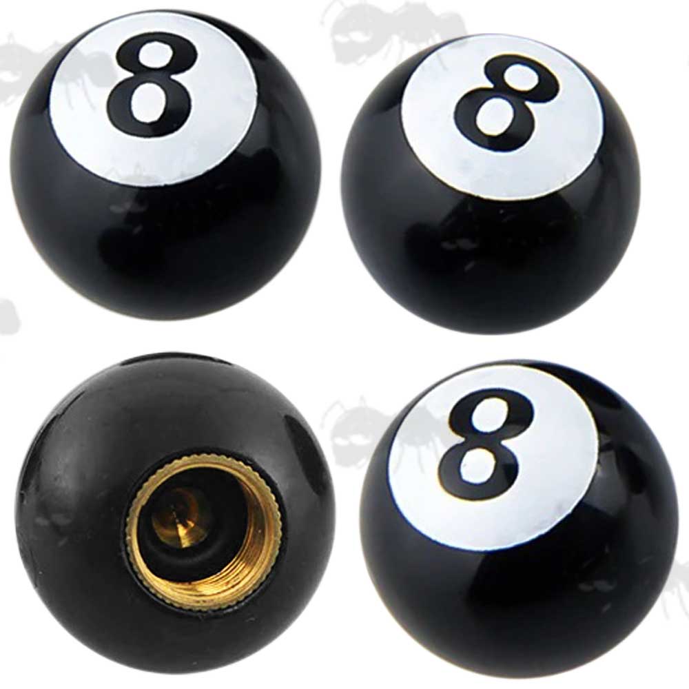 Novelty Tire Valve Dust Covers - Football, Eight Ball, Eyeball