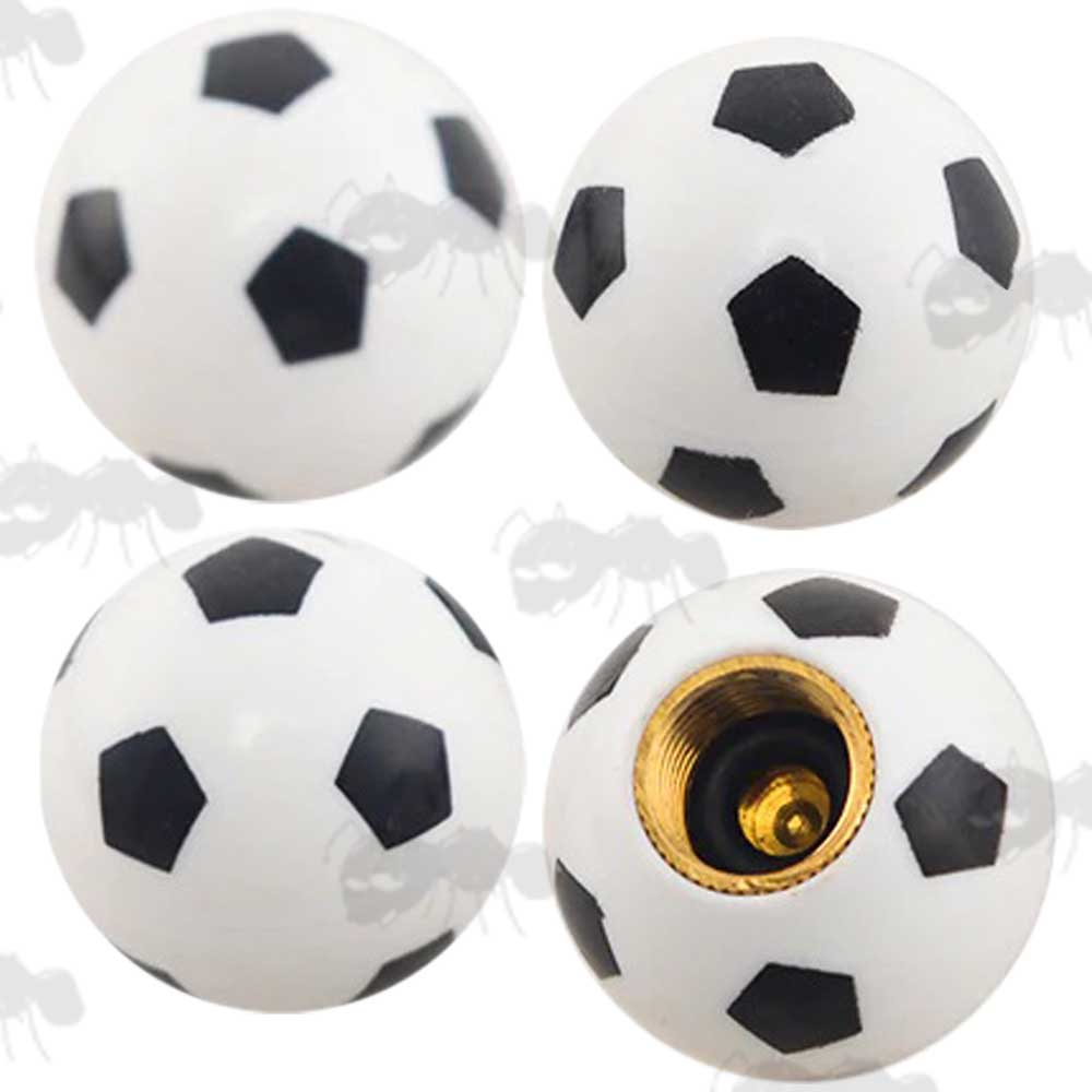 Set of Four Football Style Tyre Valve Dust Covers
