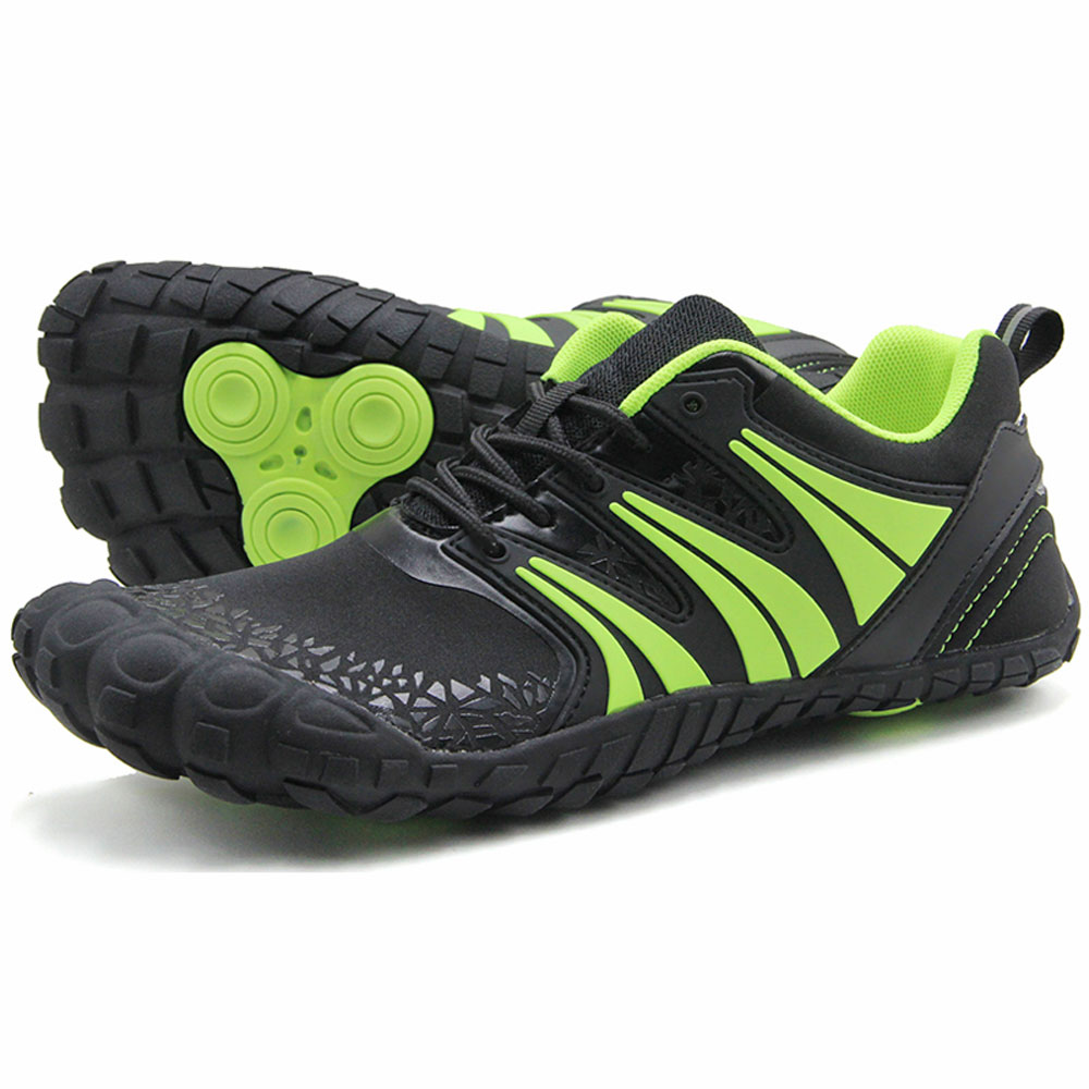 Pair of Black and Green Minimalist Barefoot Style Shoes