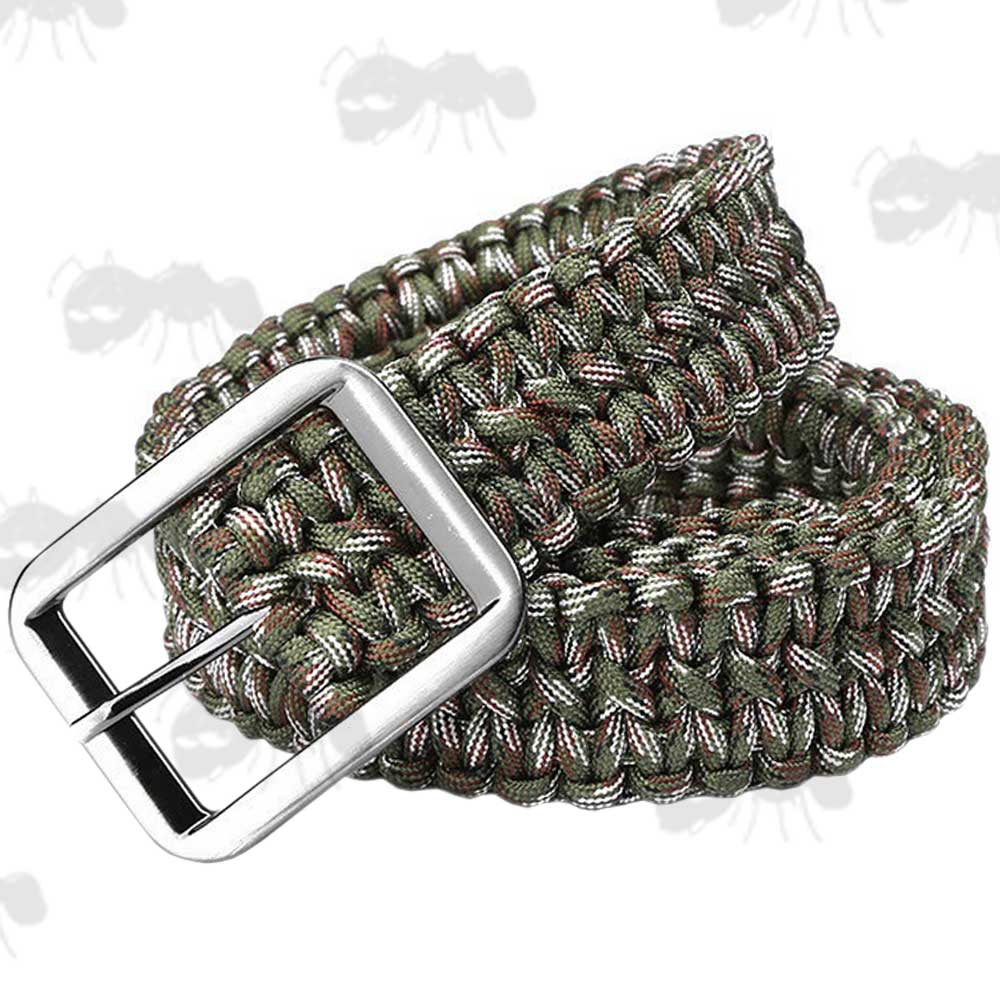 Woodland Paracord Trouser Belt with Large Metal Buckle