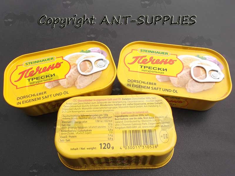 Three Ring Pull Rectangular Tins of Steinhauer Gold Cod Liver