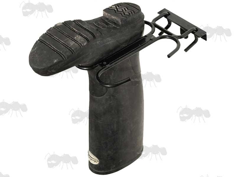 All Black Stubbythene Coated Steel Welly Rack With Fold Down Design When Not In Use, Shown With Welly In Position