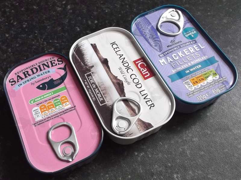 Three Ring Pull Rectangular Tins of Sardines, Mackerels and Cod Liver