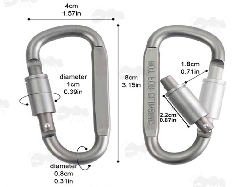 Silver Hiking Locking Carabiner in Hand