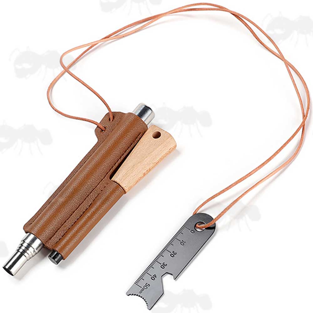 Magnesium Rod Fire Starting Kit in Leather Sheath Freepost UK