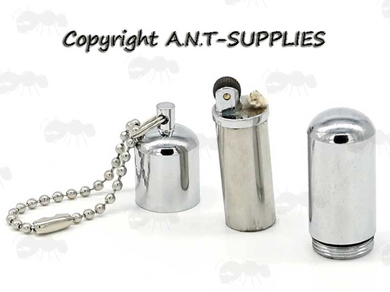 Silver Colour Peanut Oil Lighter with Ball Linked Chain
