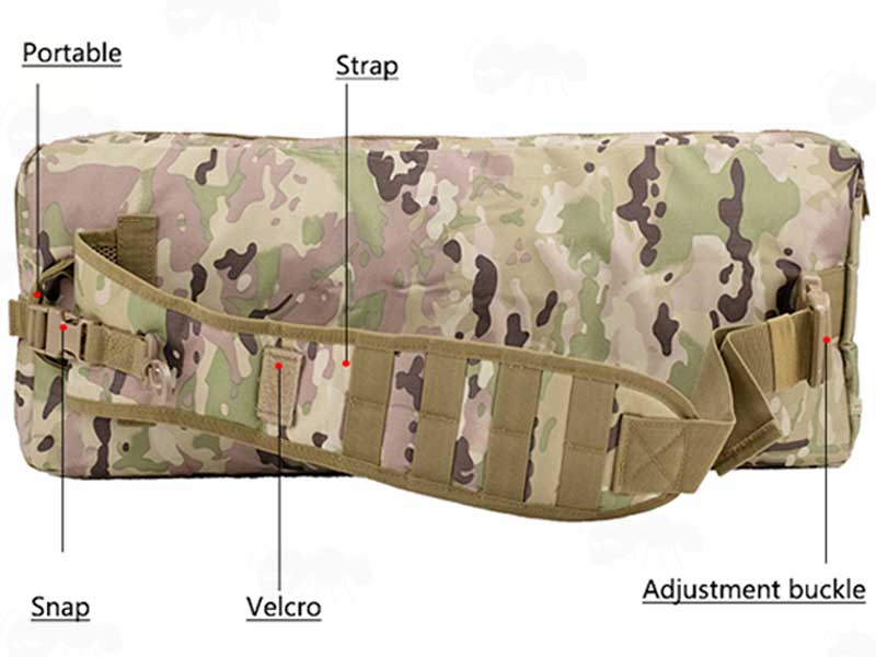 Back Strap View on The Multicamo Canvas Small Machine Gun Backpack Carry Case