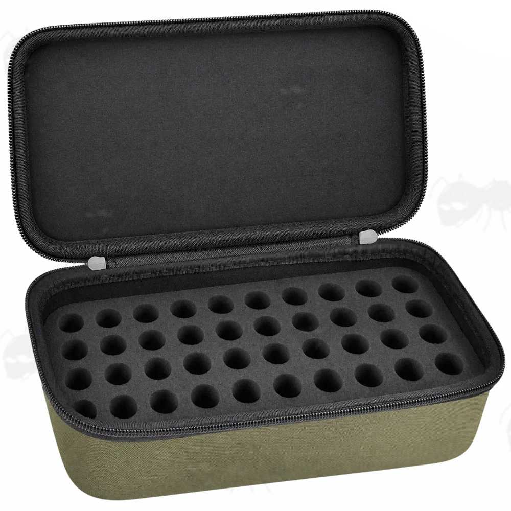 Open View of The Foam Padding inside The Black Soft Canvas Storage Case for Forty 8g or 12g Co2 / N2O Gas Capsules