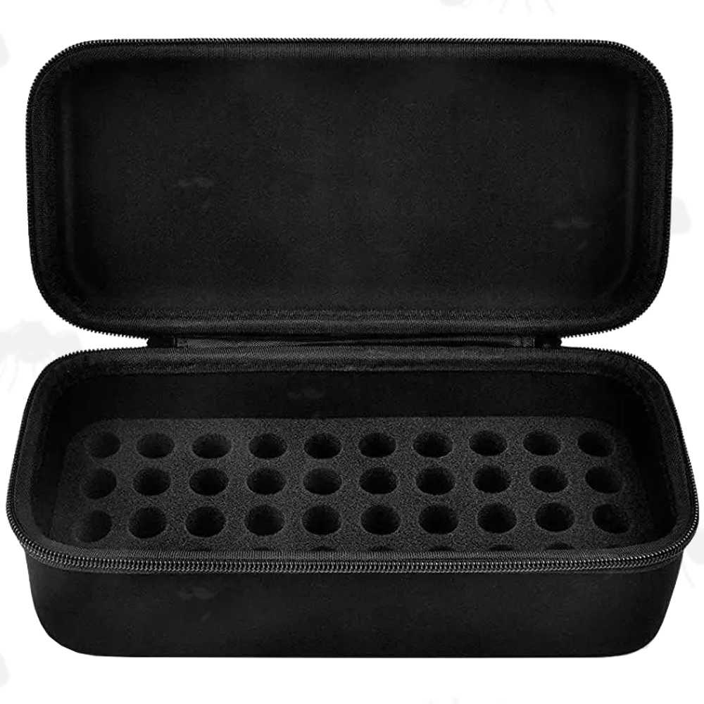 Open View of The Foam Padding inside The Black Soft Canvas Storage Case for Forty 8g or 12g Co2 / N2O Gas Capsules