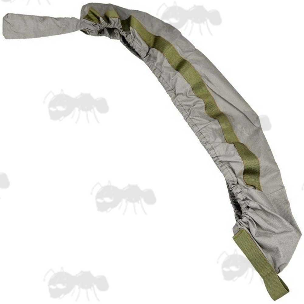 Grey Coloured Elastic Rifle Cover Slip Bag with Elasticated Rim for Gun with Silencer, Scope and Bipod Fitted