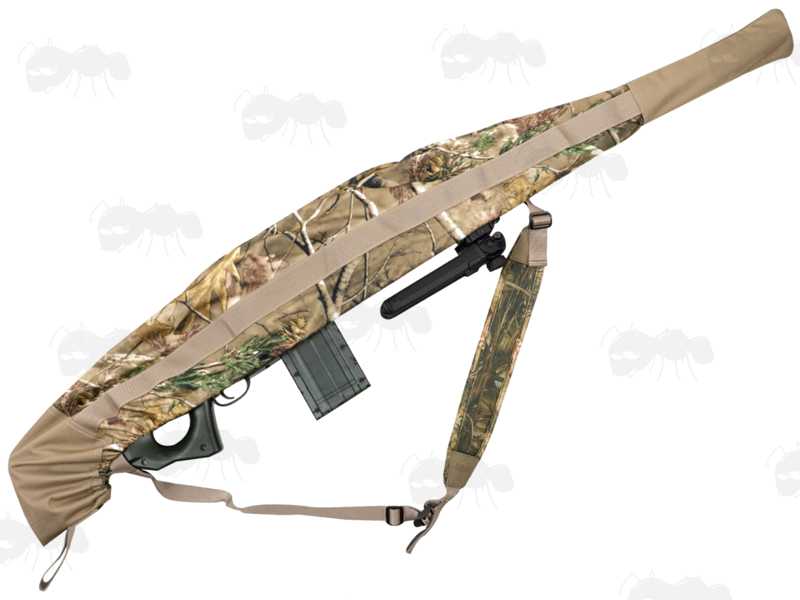 Elasticated Rim Tree Camouflage Patterned Rifle Cover Slip Hood in Storage Bag