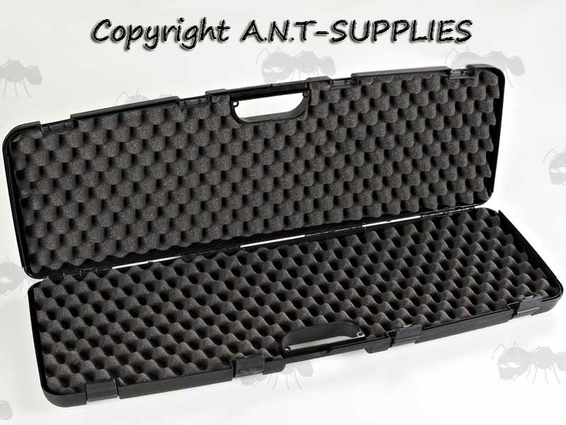 Open View of The Hard Black Plastic Carry / Storage Case for Takedown Guns