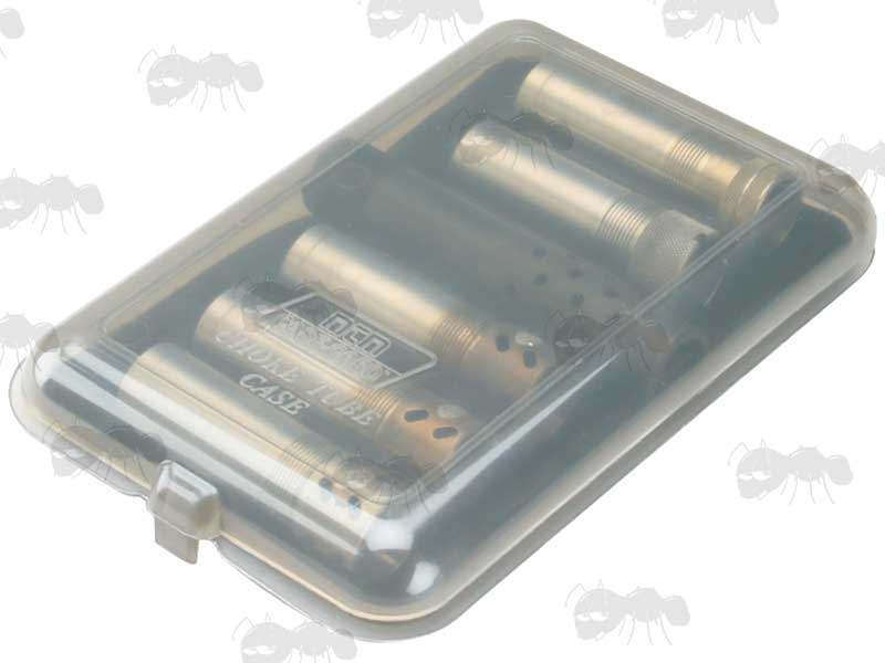 Closed View of The MTM CASE-GARD Model CT6 Choke Tube Clear Smokey Case With Chokes
