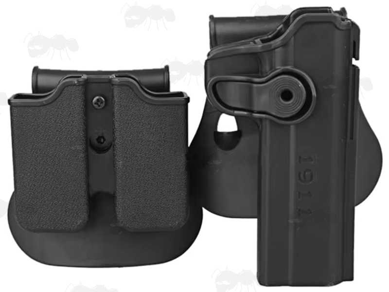 Colt 1911 Polymer Paddle Holster with Double Magazine Holder in Black