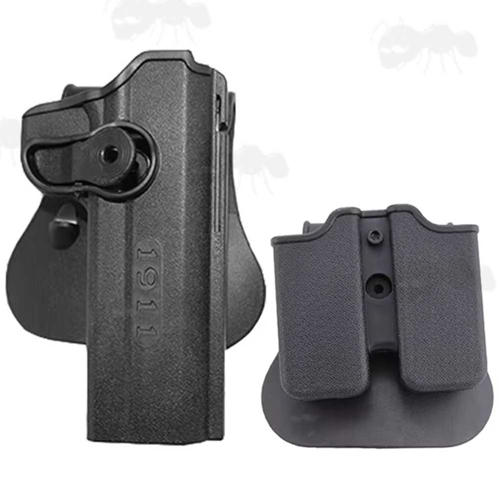 Colt 1911 Polymer Paddle Holster with Double Magazine Holder in Black