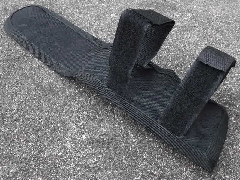 Rear Velcro Fittings View on The Black External Battery Pouch for Rifle Buttstocks