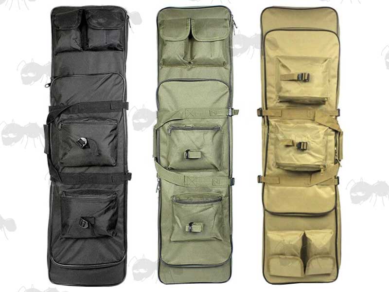 Black, Green and Tan Coloured 100cm Long Rifle Backpack Cases