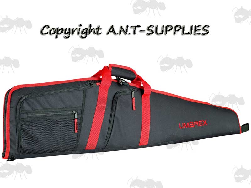 Umarex Black and Red Canvas Rifle and Scope Fitted Case with Two Additional Pockets for Accessories or Documents, Includes Combination Lock