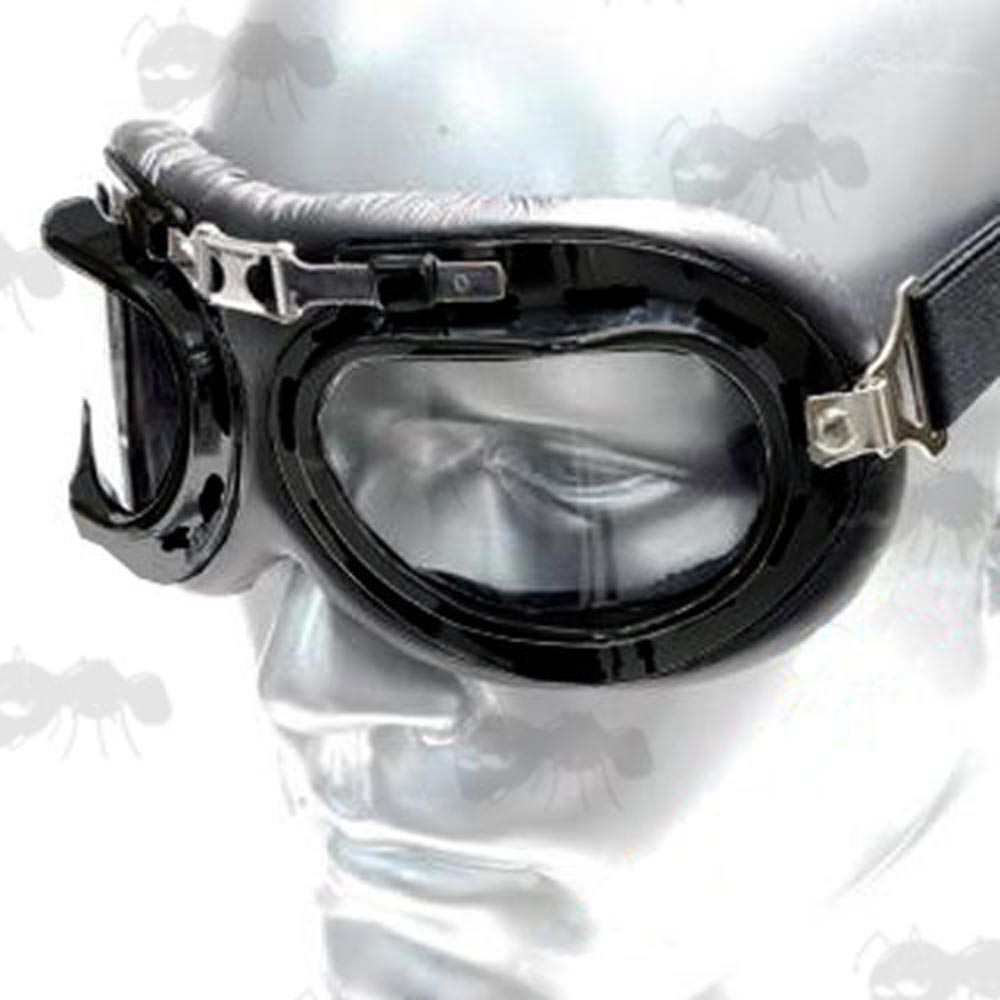 Clear Lenses Fancy Dress Flying Goggles with Black Trim