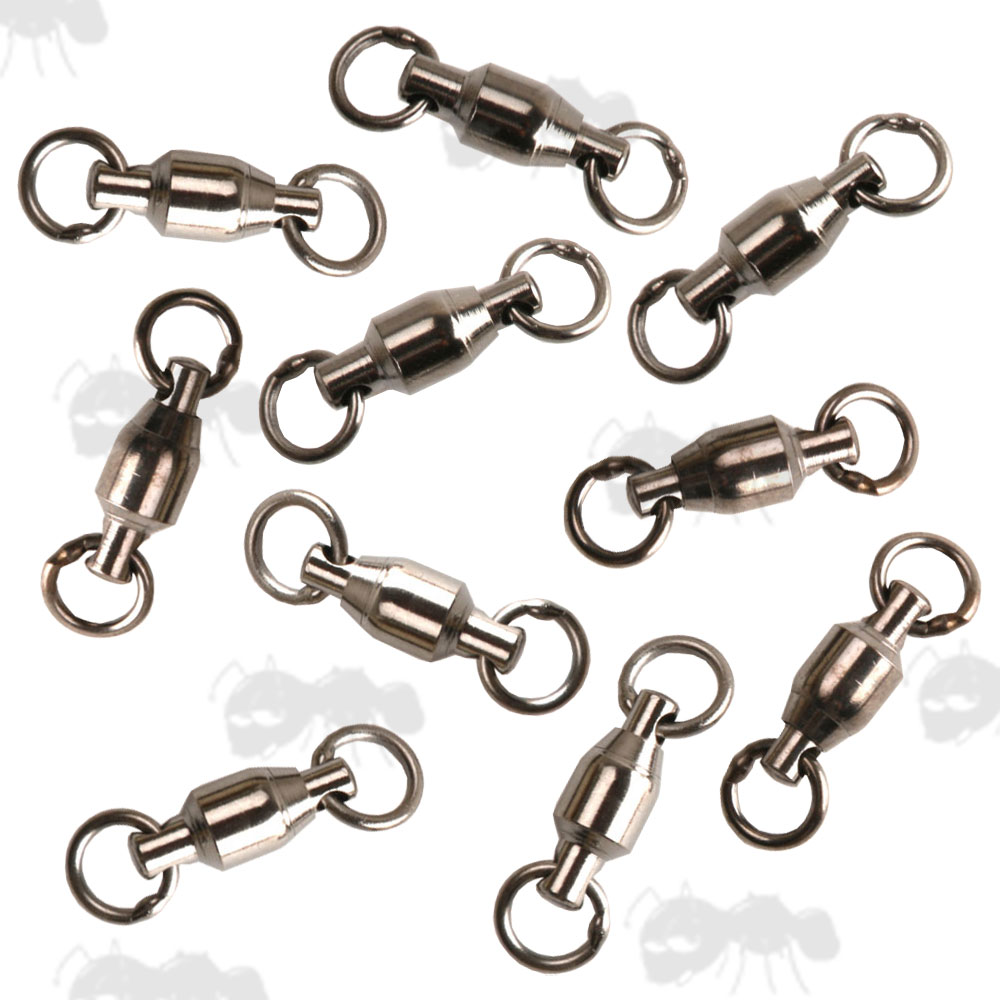 Ten Ball Bearing Silver Fishing Swivels Size #2