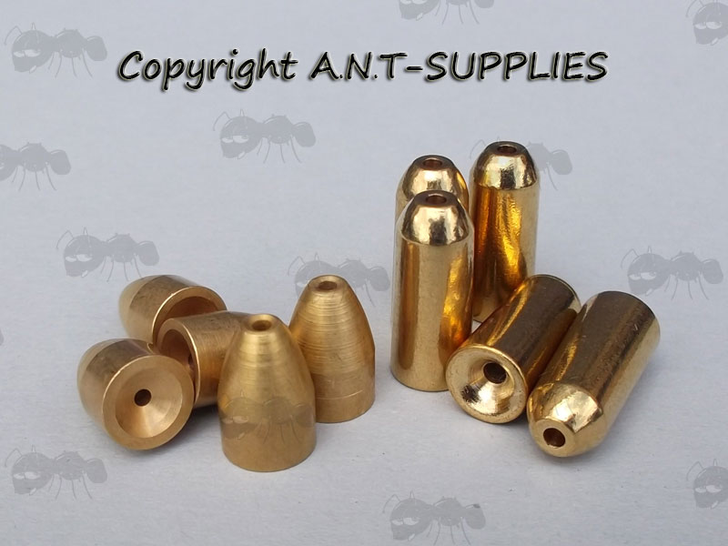 Five 3.5 Grams and Five 5 Grams Copper Bullet Shaped Fishing Lures