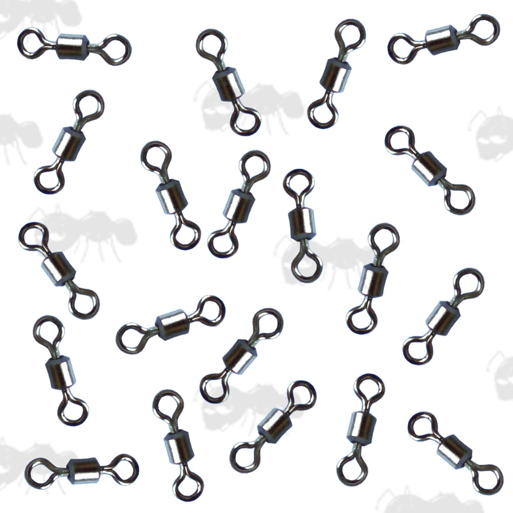 Twenty Black Fishing Rolling Swivels Round Eye Size #7