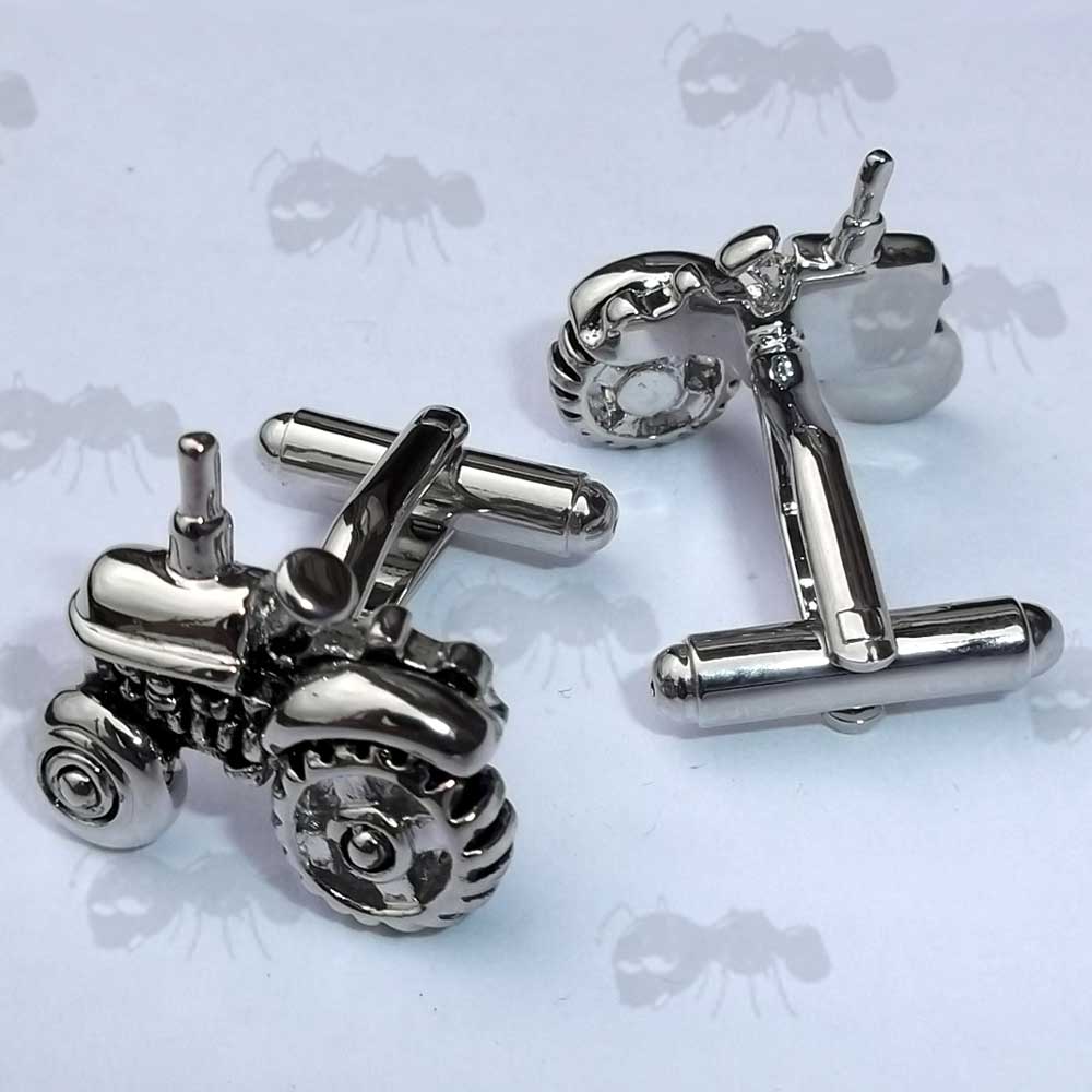 Pair of Silver Coloured Metal Tractor Cufflinks